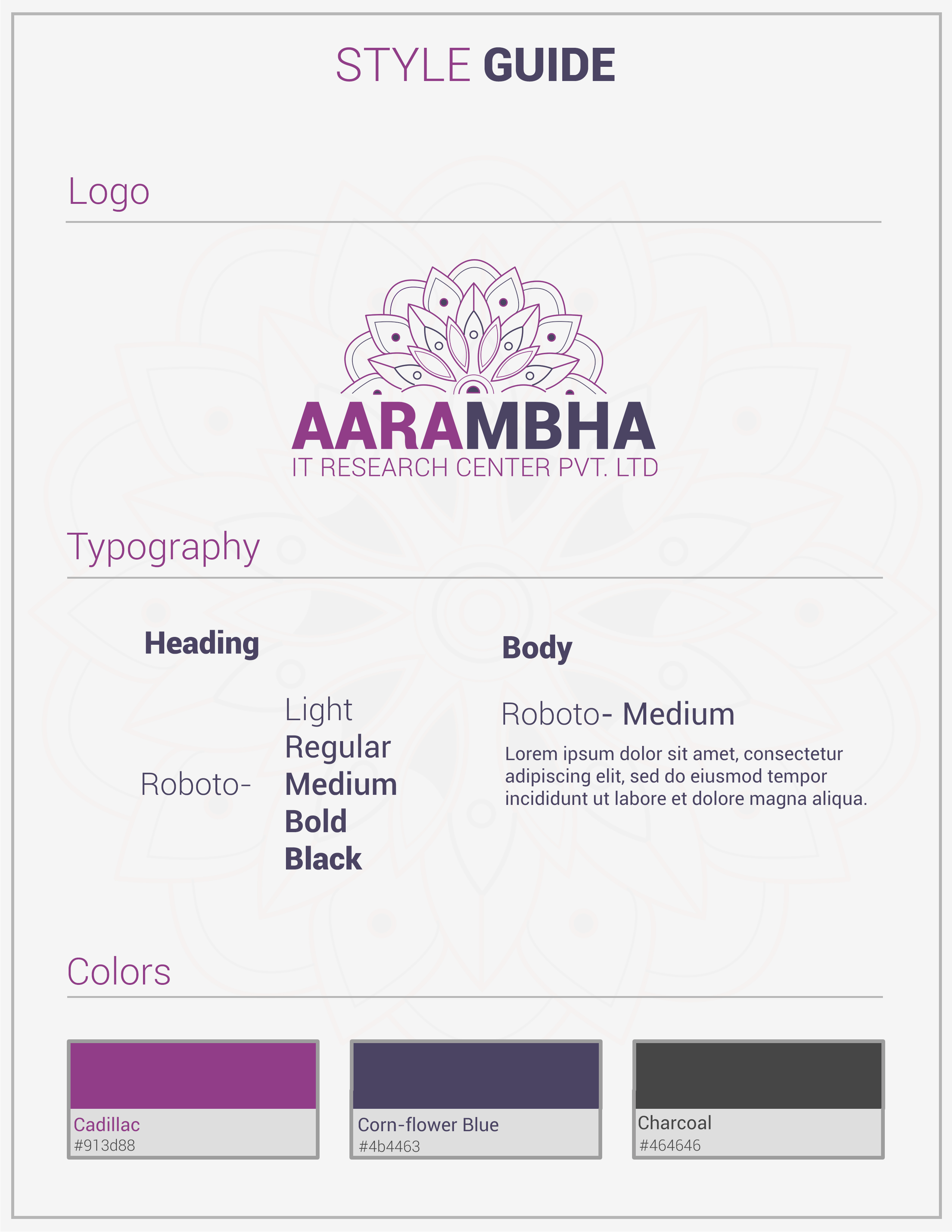 Aarambha IT Style Guide Preview